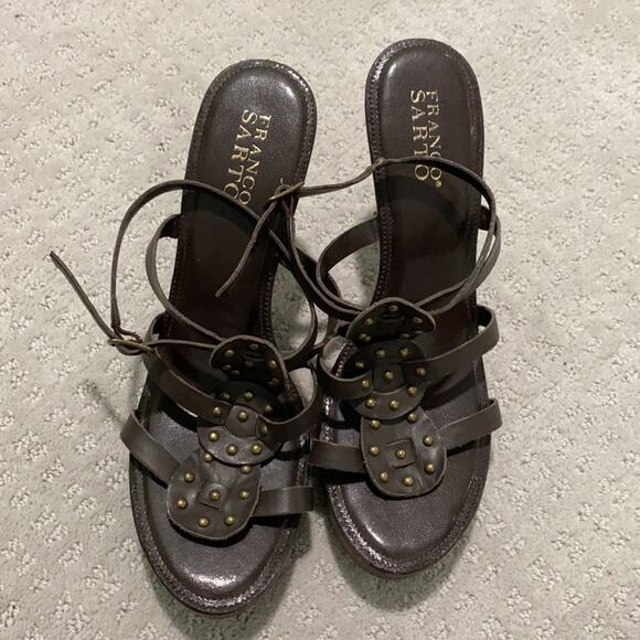 Franco Sarto Brown Leather Platform Sandal - Picture 3 of 10